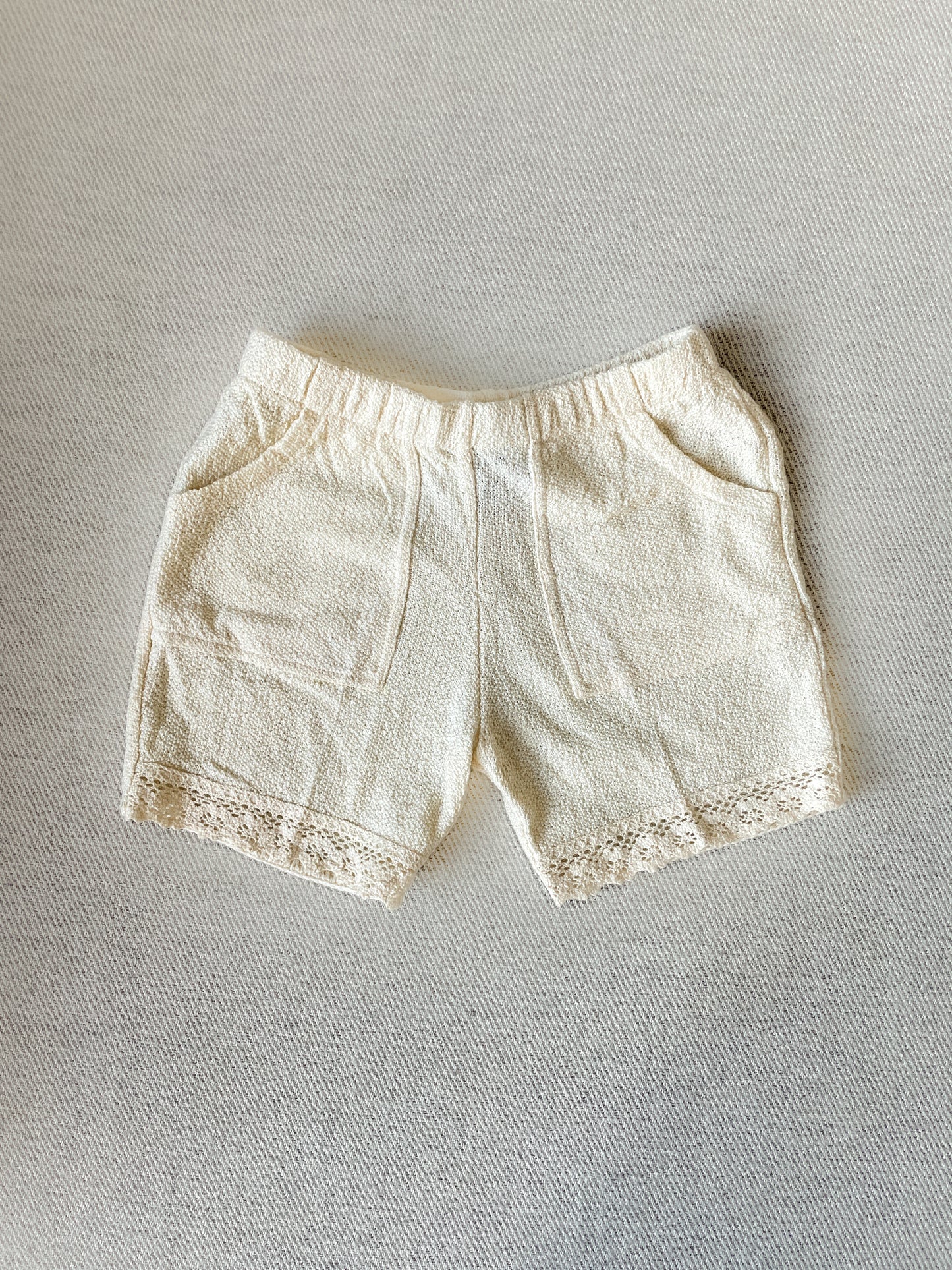 Cotton Shorts with Lace Trim - 2Y