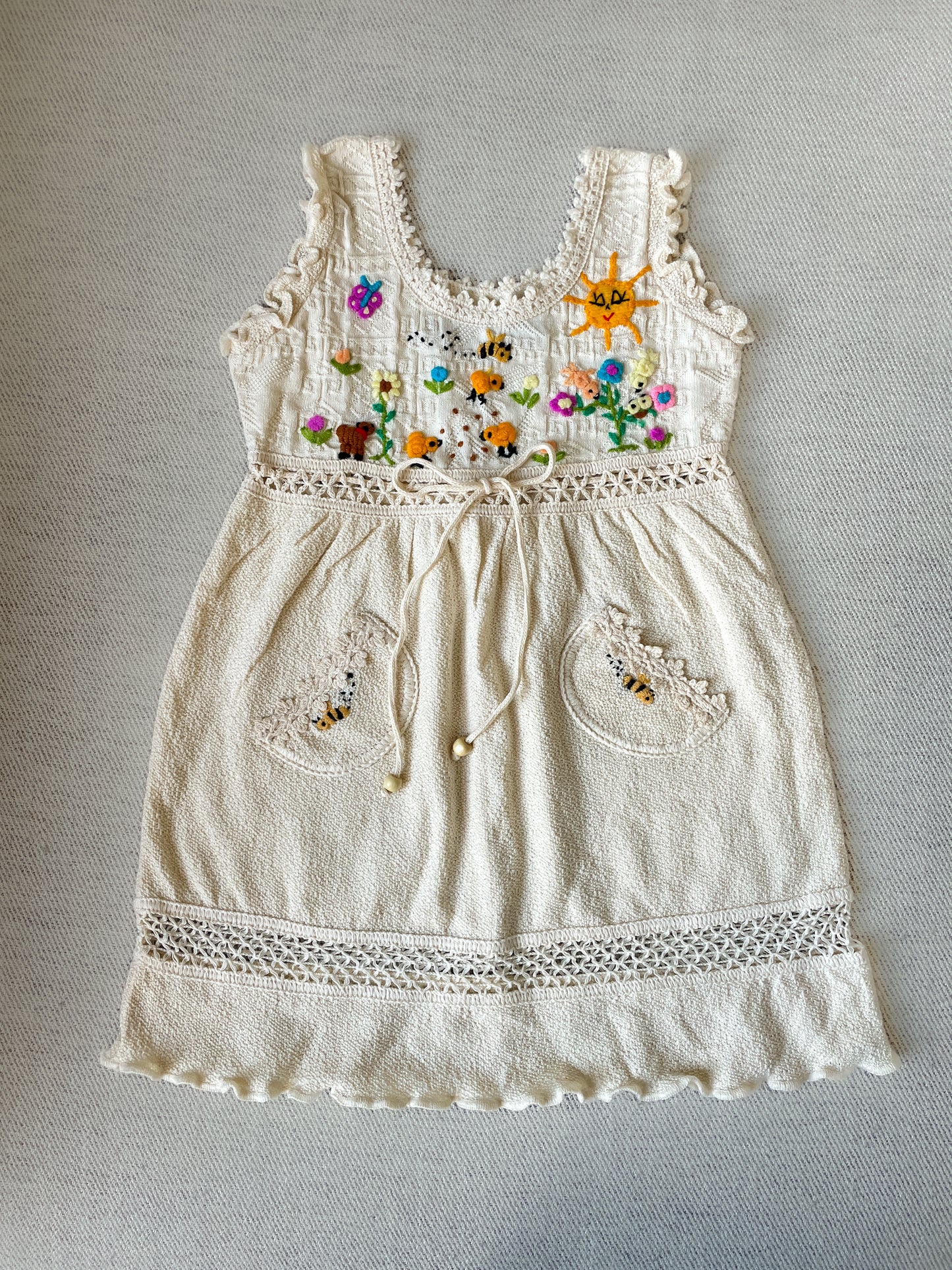 Floral Dress with Ruffle Sleeves and Pockets - 4Y