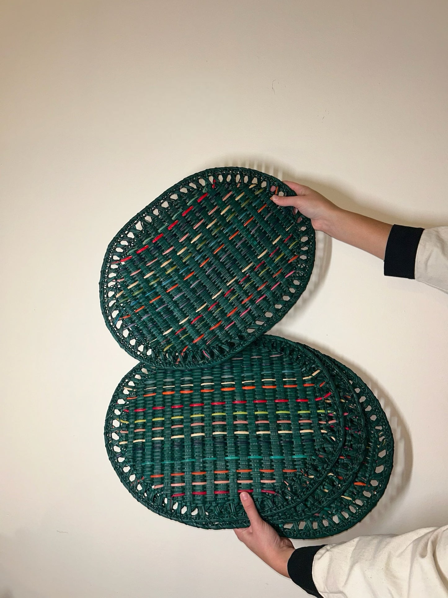 Funky Blue Straw Placemats Set (6)