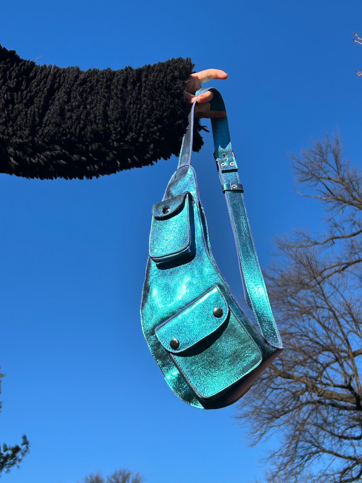 Crossbody Leather Sling Bag - Iridescent