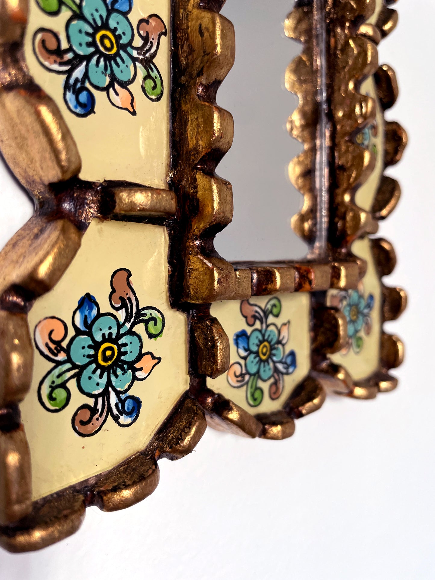 Rectangle Floral Mirror - Cream