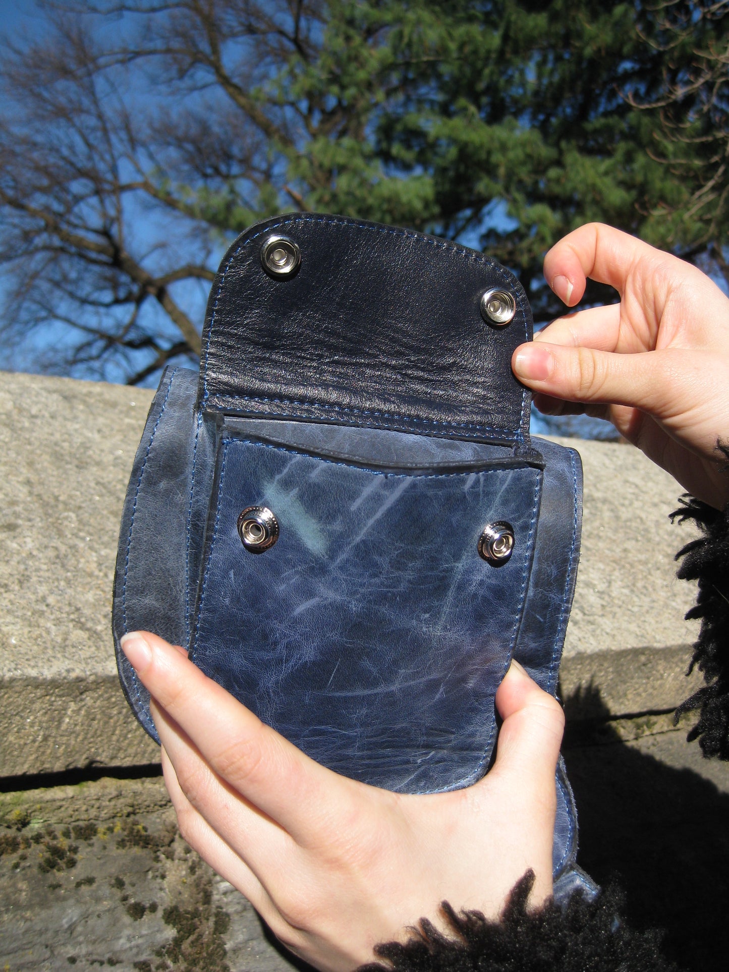 Crossbody Leather Sling Bag - Marbled Midnight