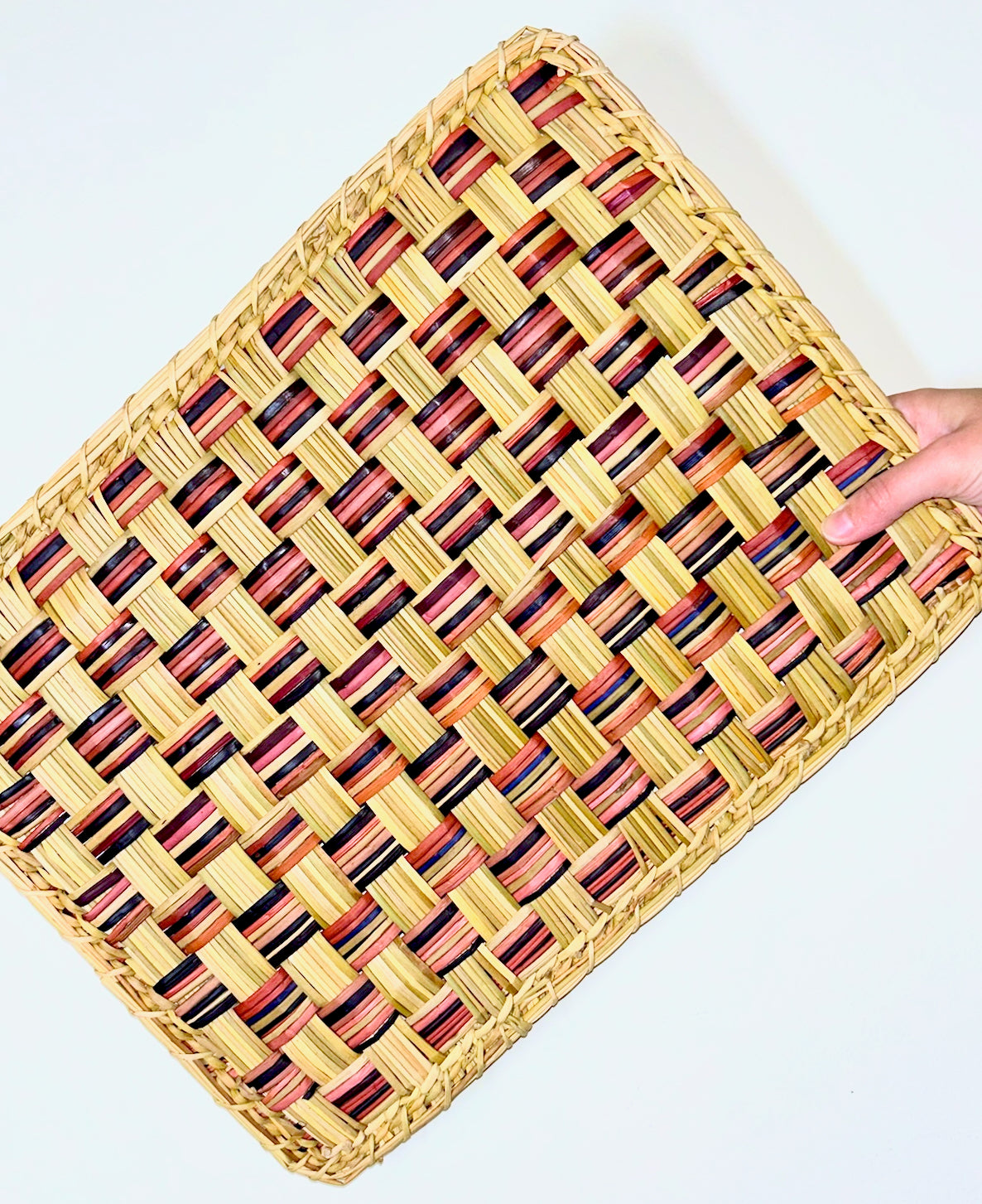 Checkered Stripes Straw Placemats Set (4)