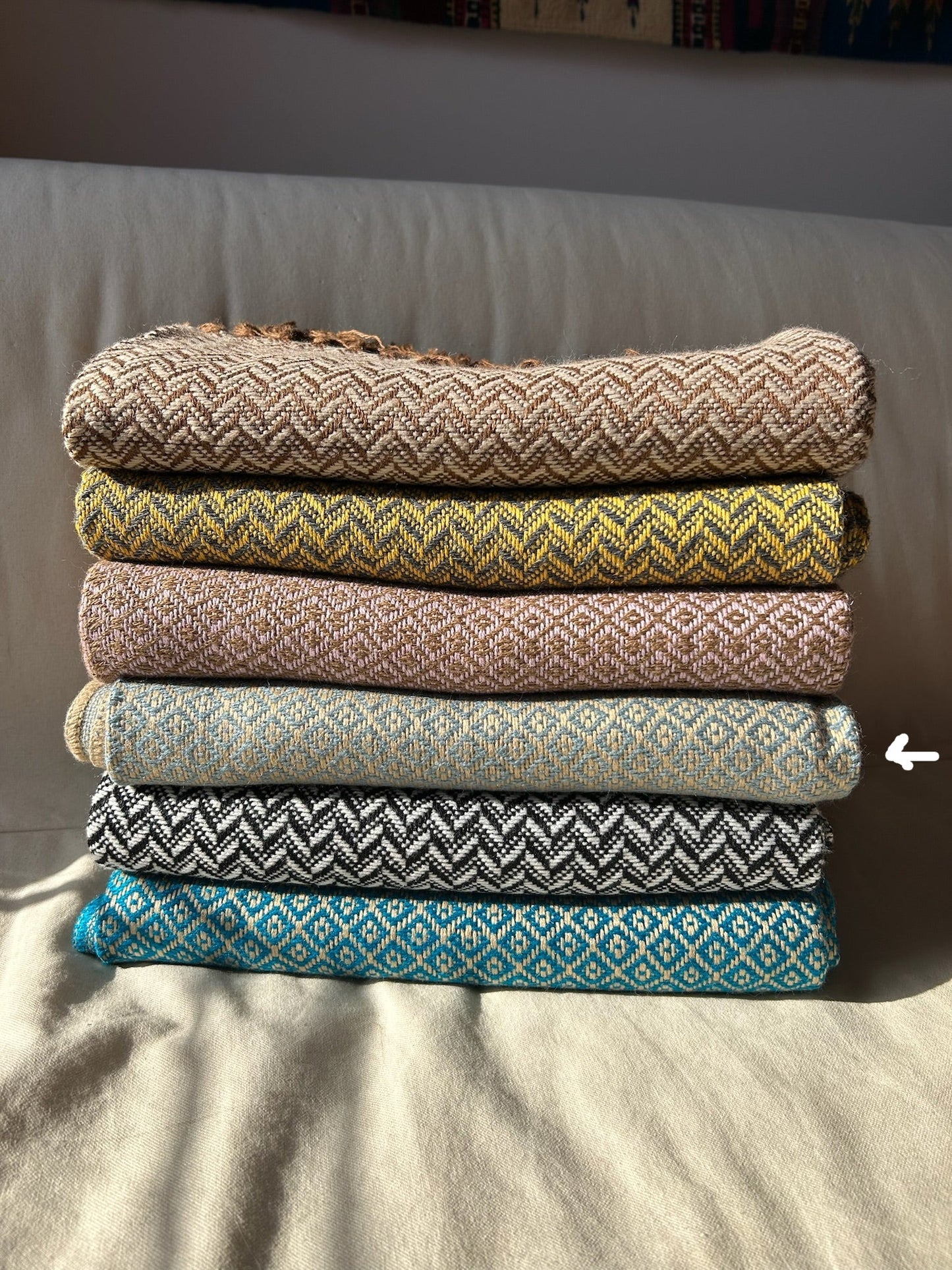 Alpaca Blanket - Powder Blue/Tan
