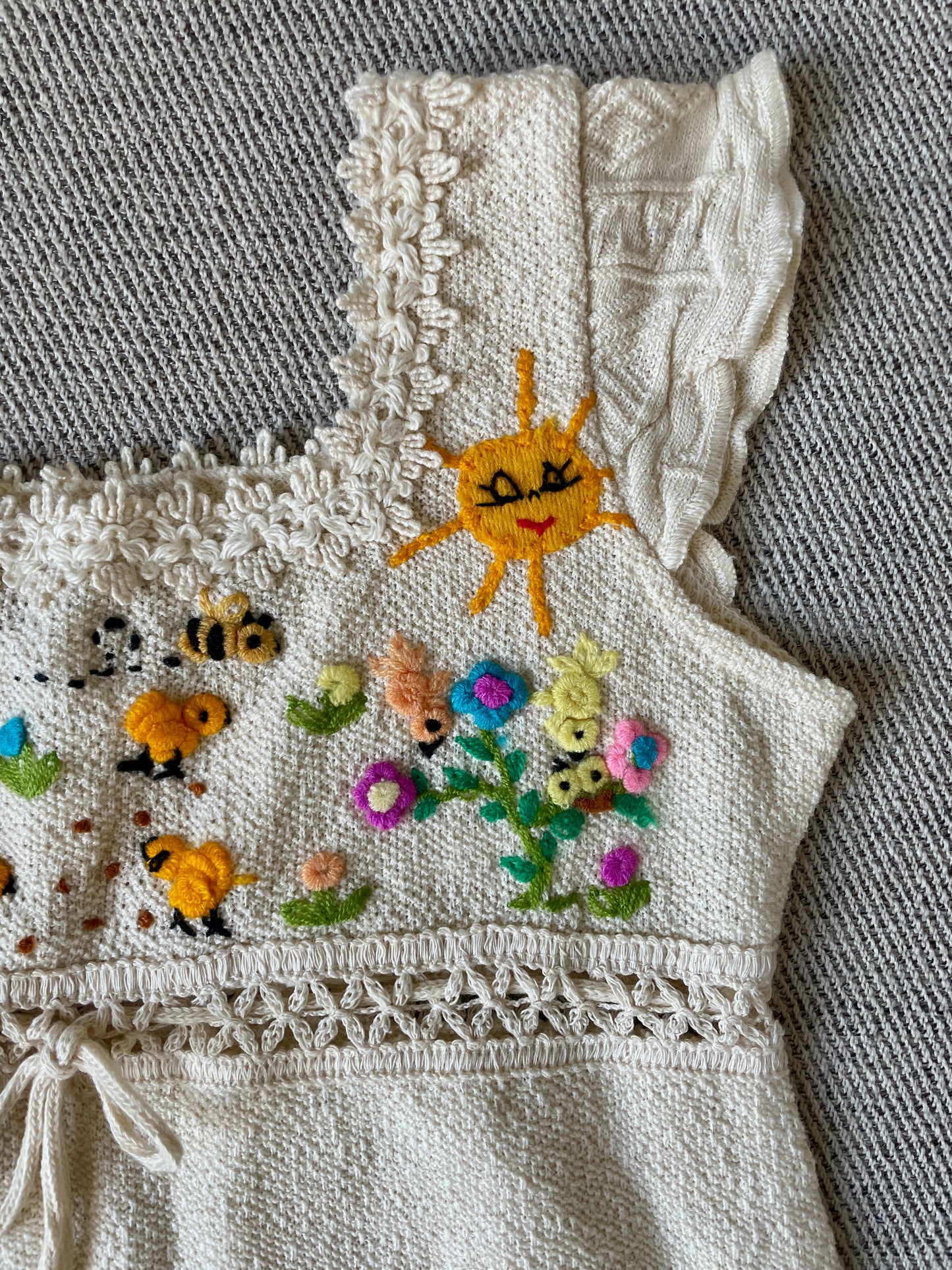 Little Chicks Dress with Lace Trim - 2Y