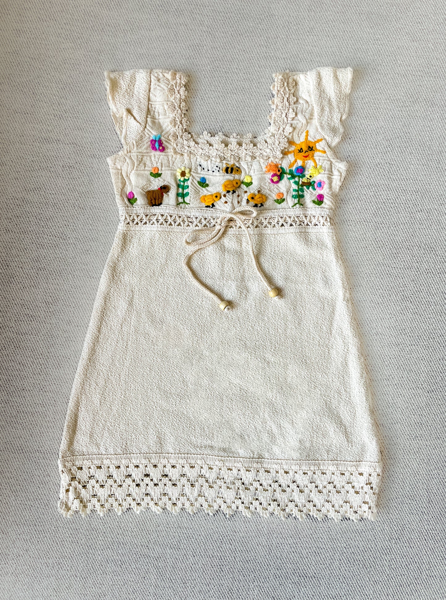 Little Chicks Dress with Lace Trim - 2Y
