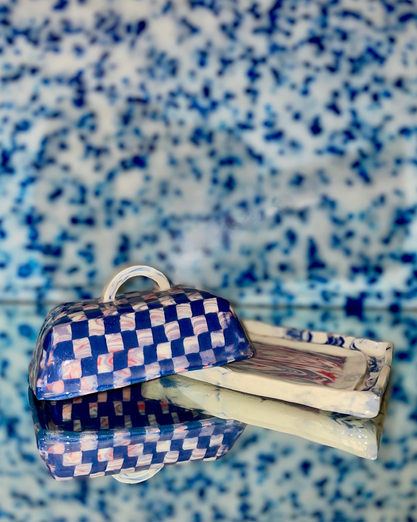 Nerikomi Checkered Butter Dish