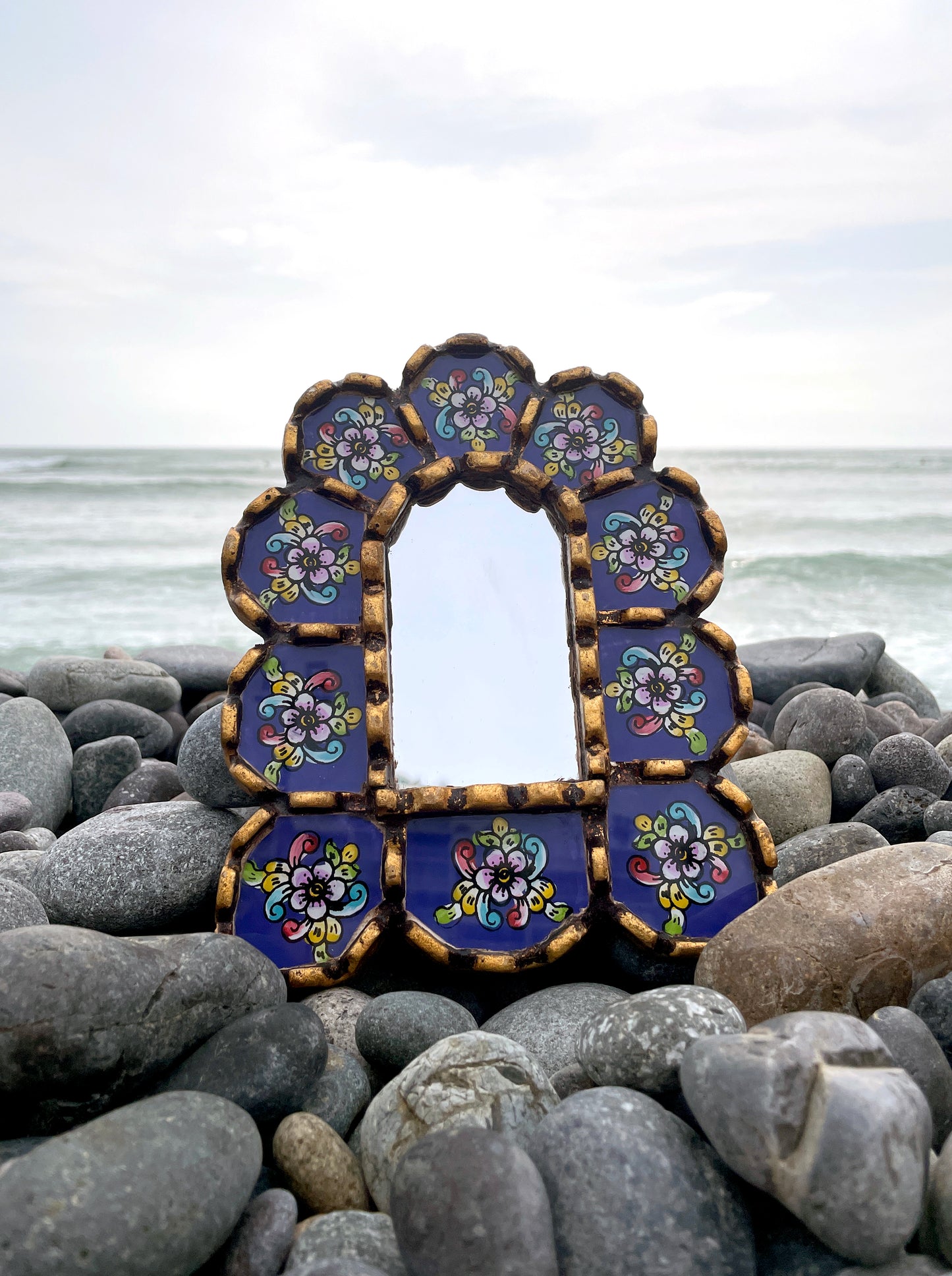 Arched Floral Mirror - Iris