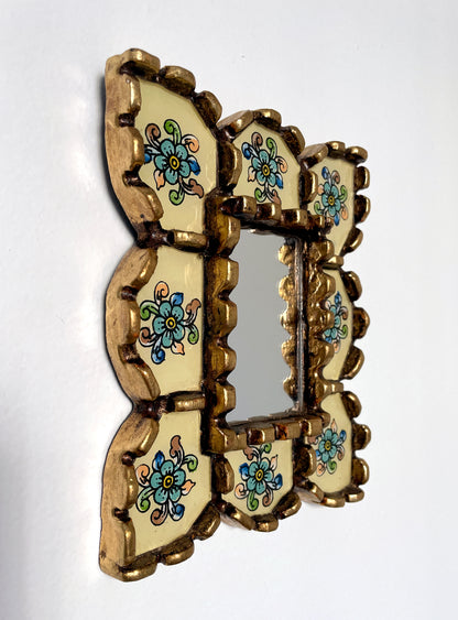 Rectangle Floral Mirror - Cream