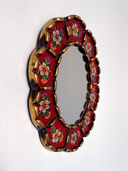 Oval Floral Mirror - Cherry