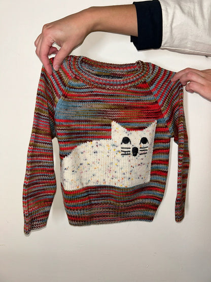 Lounging Cat Sweater - Multi - 4Y