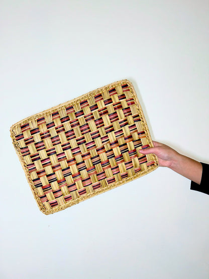 Checkered Stripes Straw Placemats