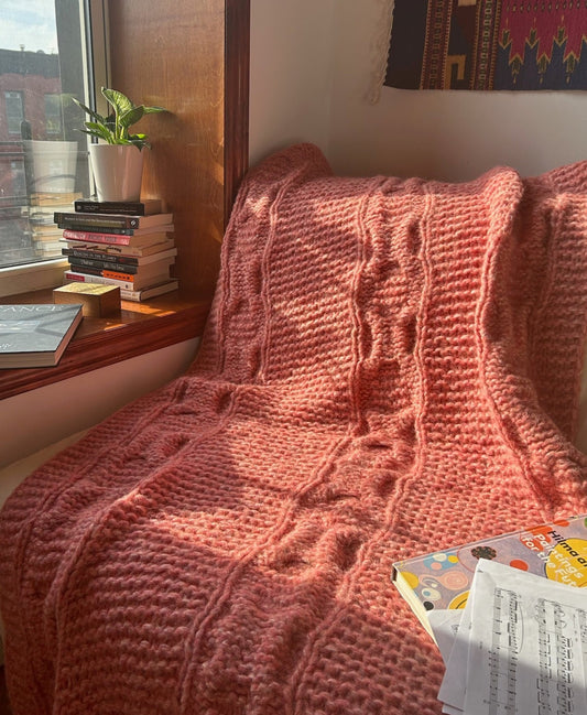 Hand Knit Lux Alpaca Blanket - Rose