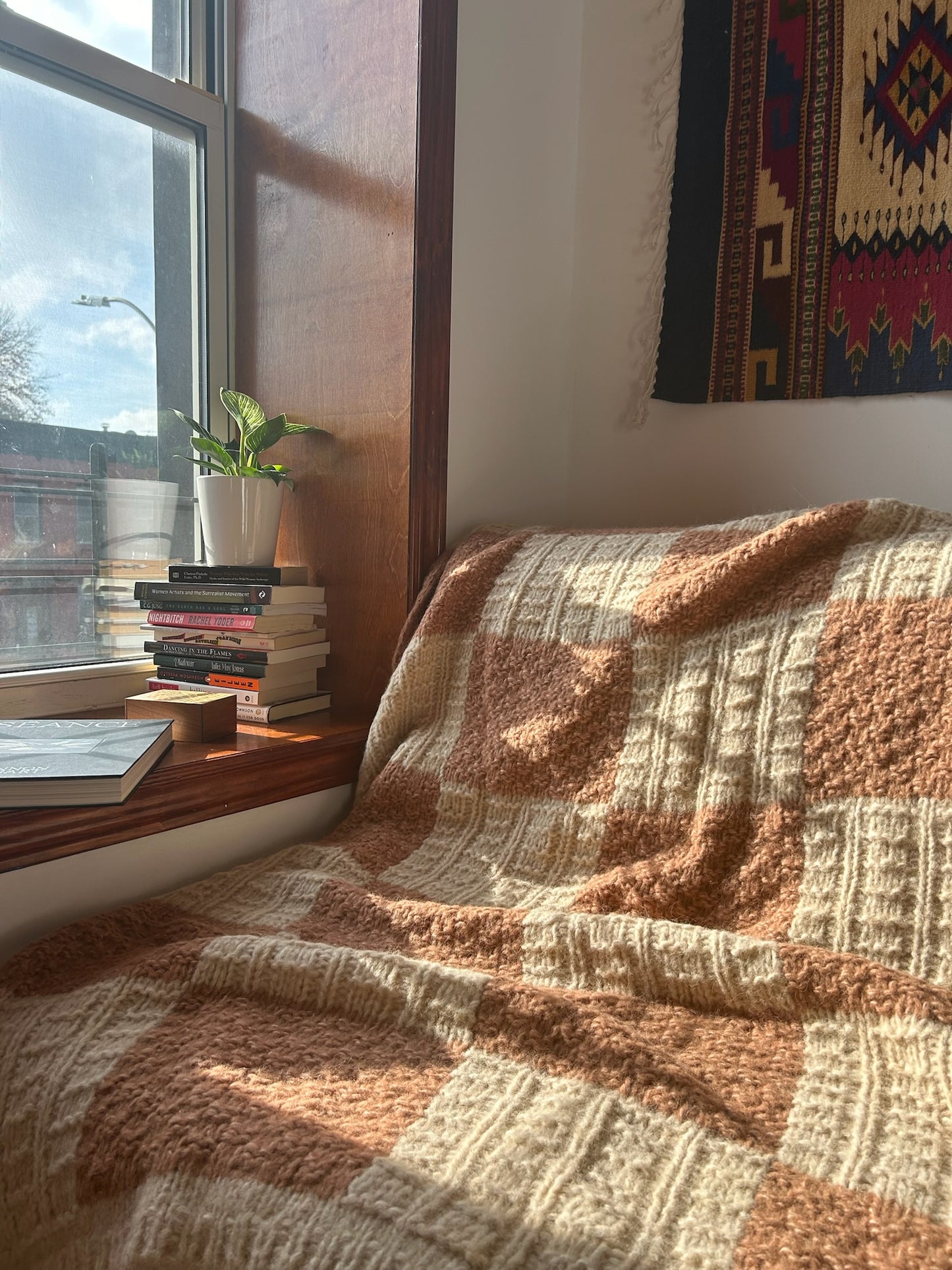 Hand Knit Lux Alpaca Blanket - Checkered