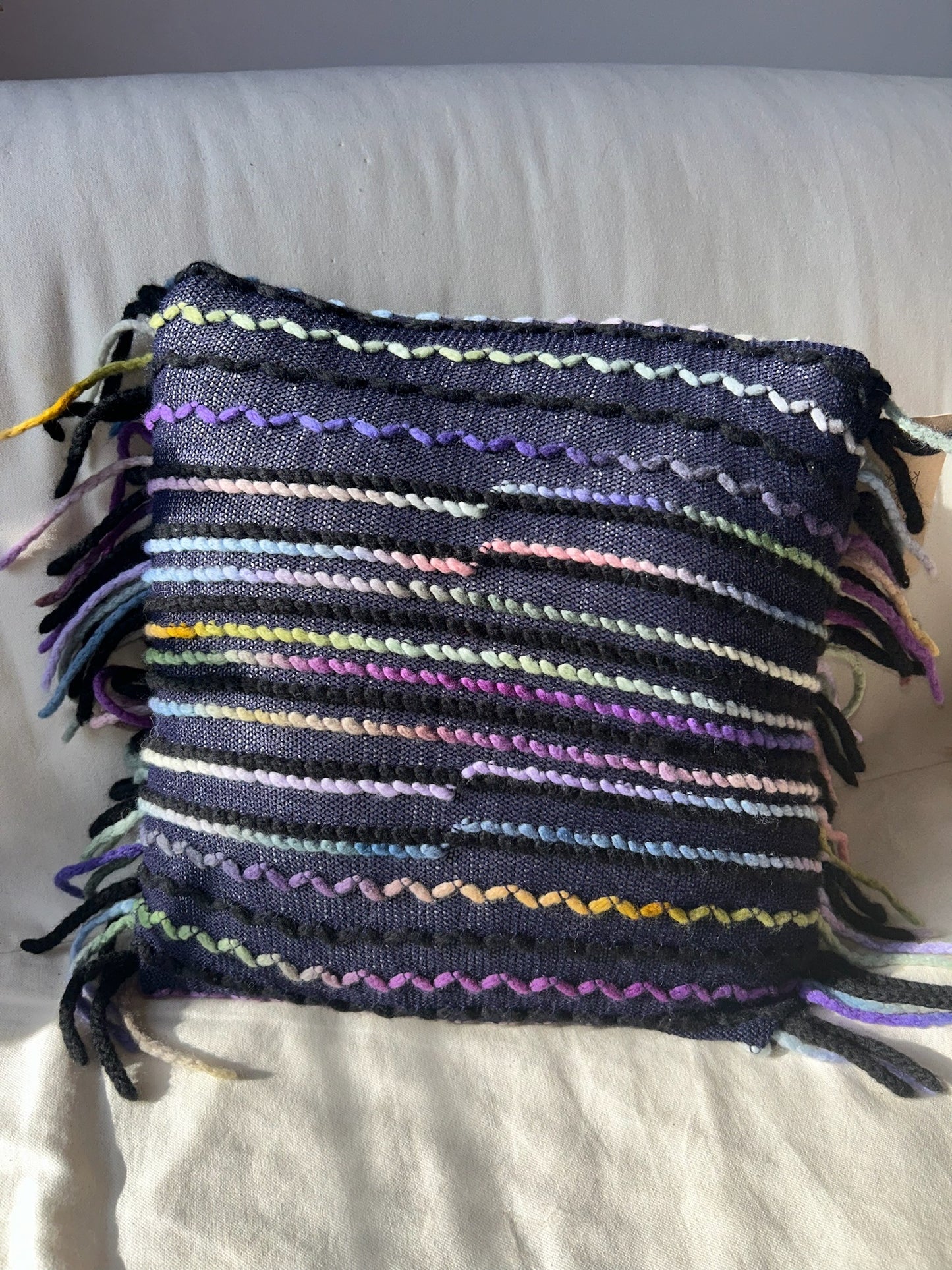 Midnight Squiggles Pillow with Tassels