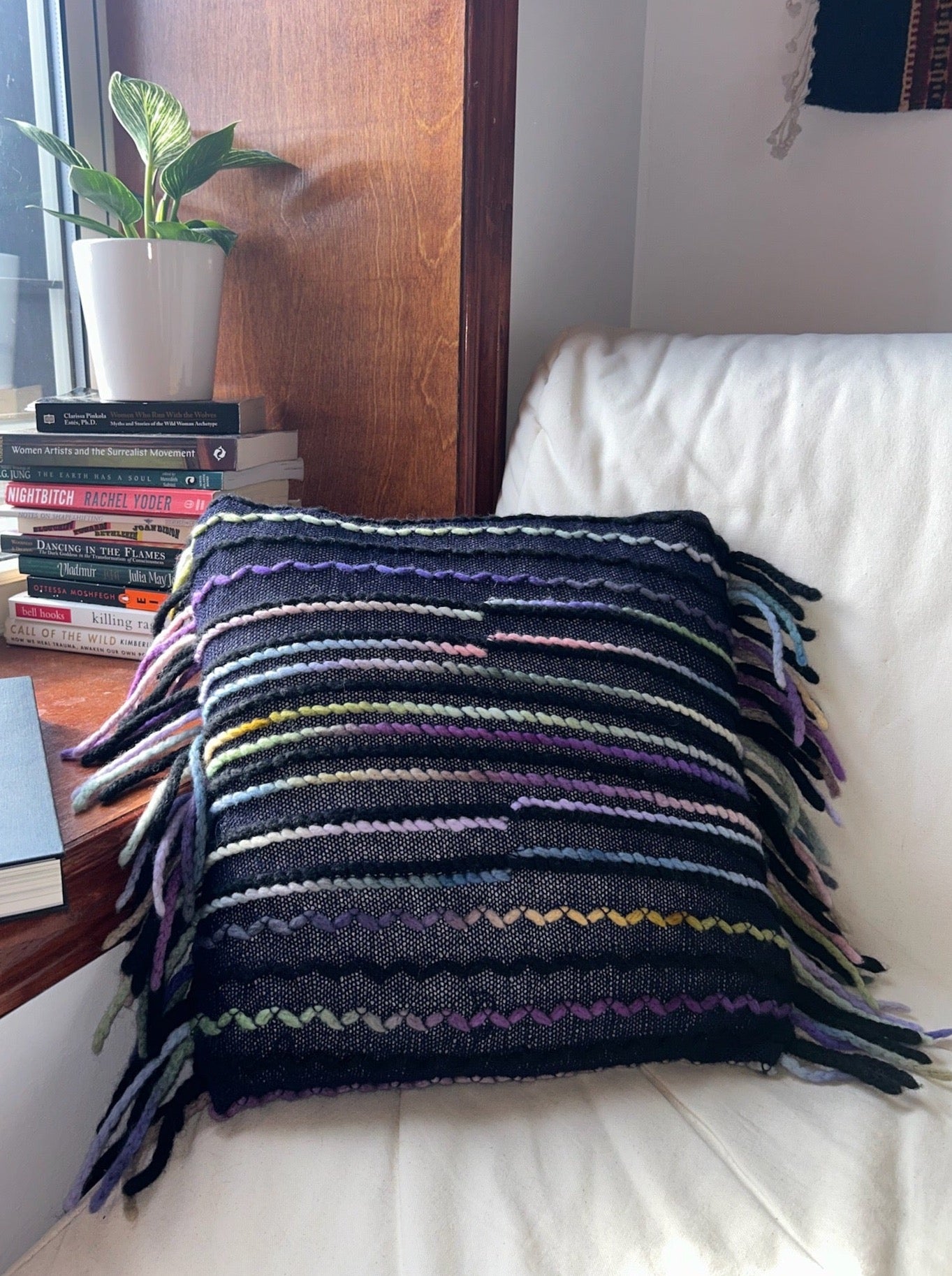 Midnight Squiggles Pillow with Tassels