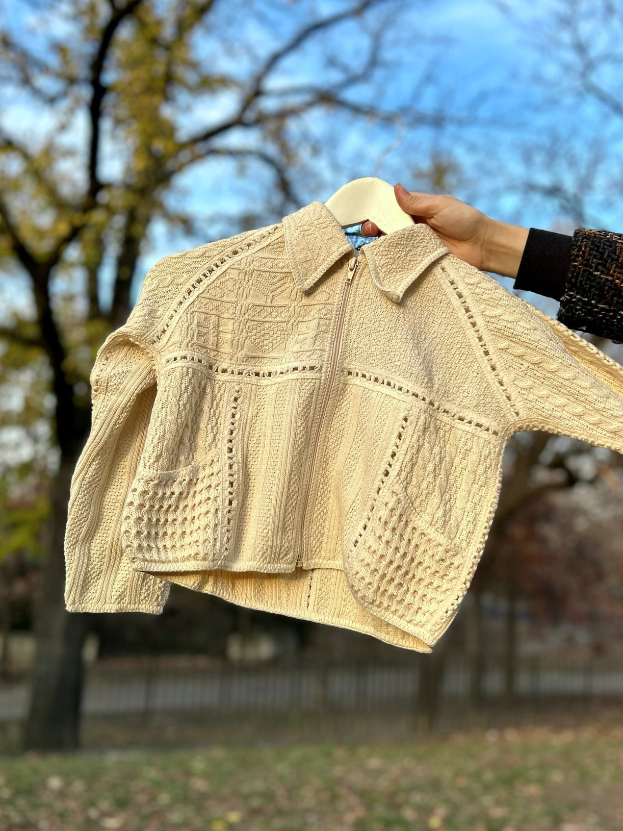 Crochet Zip Up Sweater - 8Y