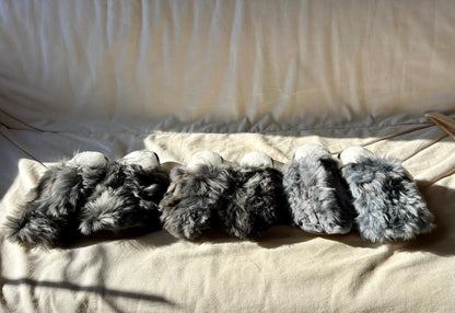 Fluffy Grey Sandal Slippers