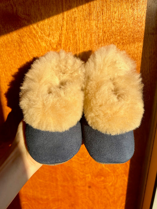 Baby Slippers - Navy - 20 months