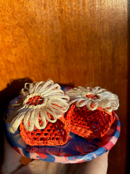 Straw Napkin Rings - Coral