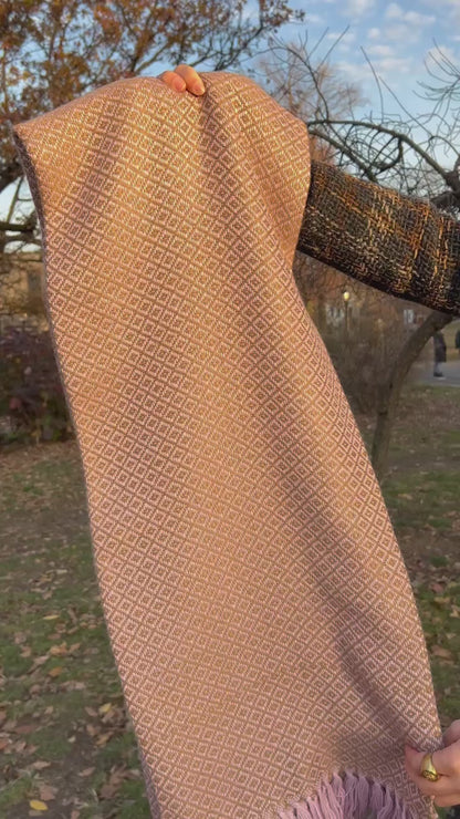 Premium Alpaca Blanket - Pink/Brown