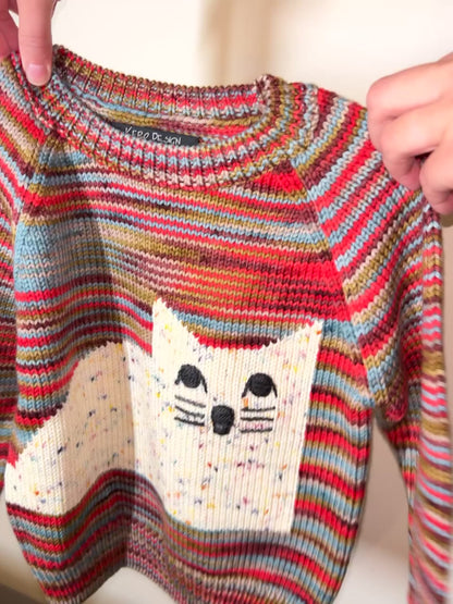 Lounging Cat Sweater - Multi - 4Y